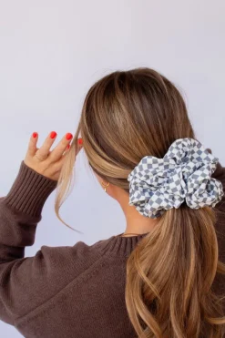 Andi x Rad Rev Grey Checkered Jumbo Scrunchie