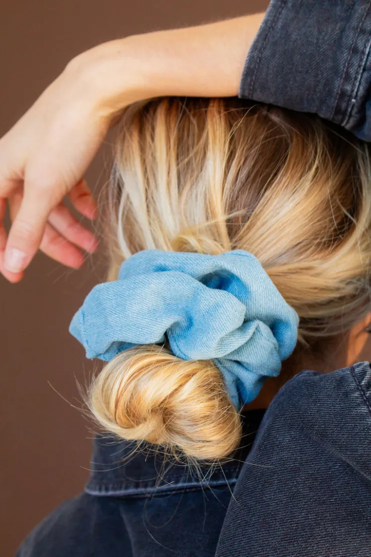 Andi Baby Blue Jean Oversized Scrunchie