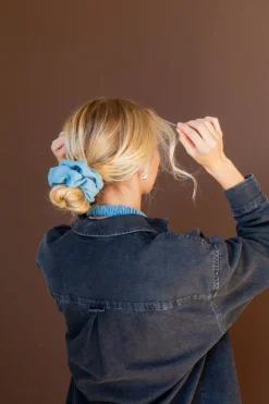 Andi Baby Blue Jean Oversized Scrunchie