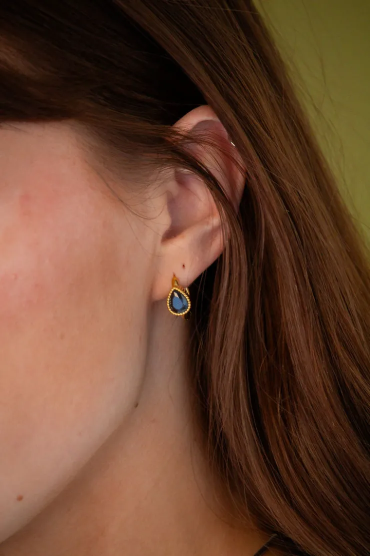Andi Bezel Gemstone Hoop Earrings
