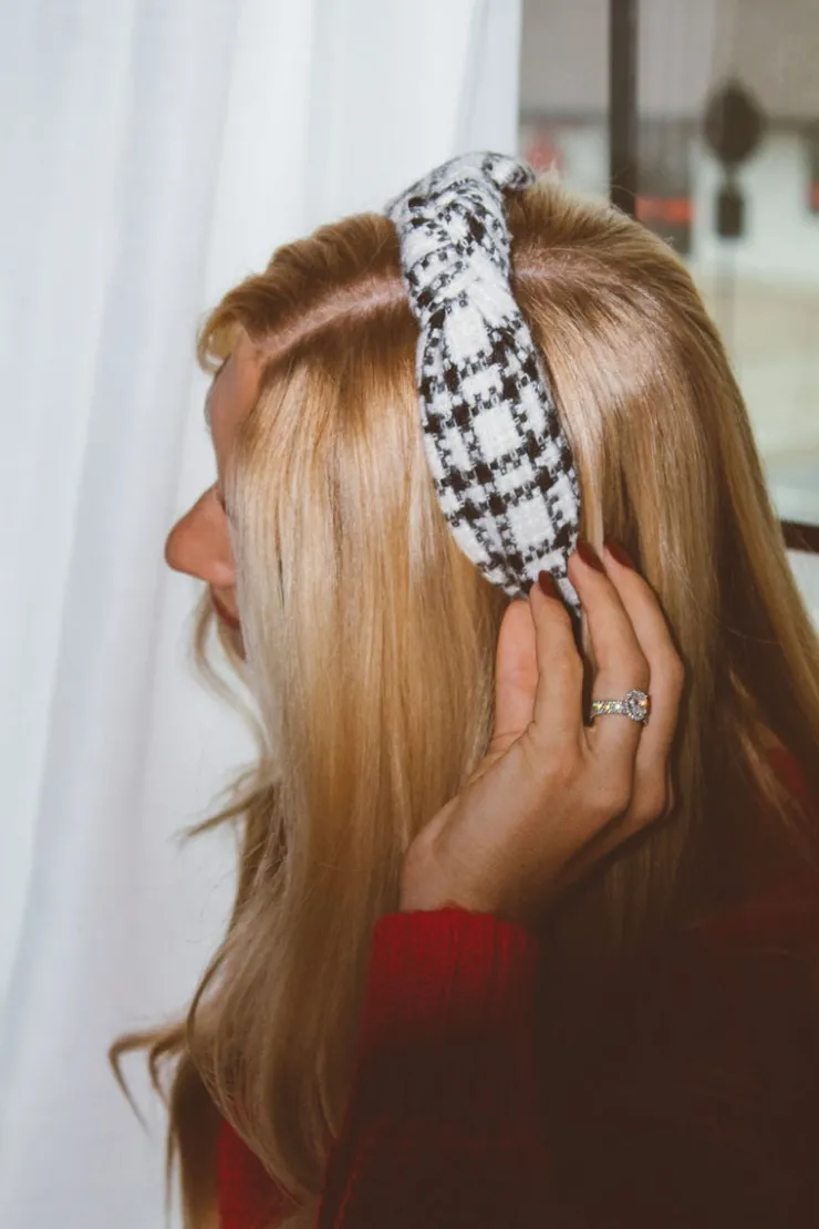 Andi Black and White Plaid Headband