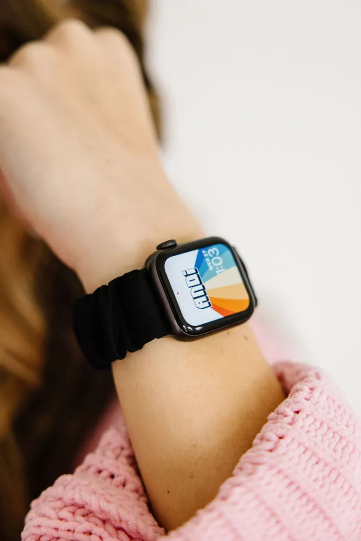 Andi Black Athletic Scrunchie Band Compatible with Apple Watch