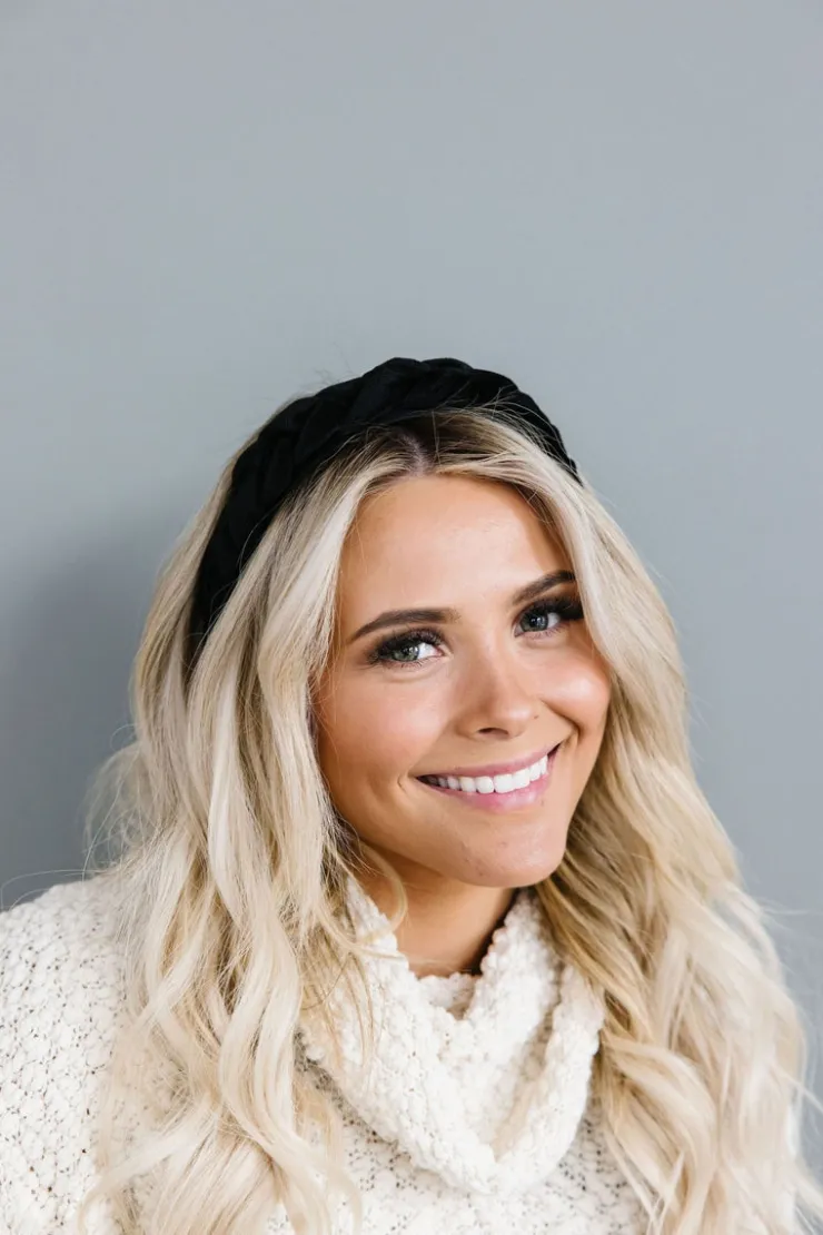 Andi Black Braided Velvet Hard Headband