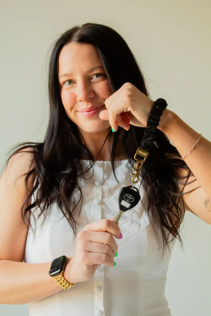 Andi Black Faux Leather Keychain