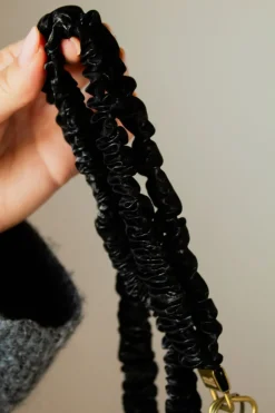 Andi Black Faux Leather Lanyard