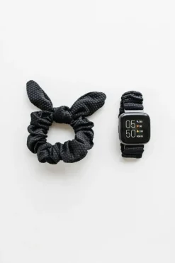 Andi Black Hexagon Athletic Watch Band for Fitbit Versa