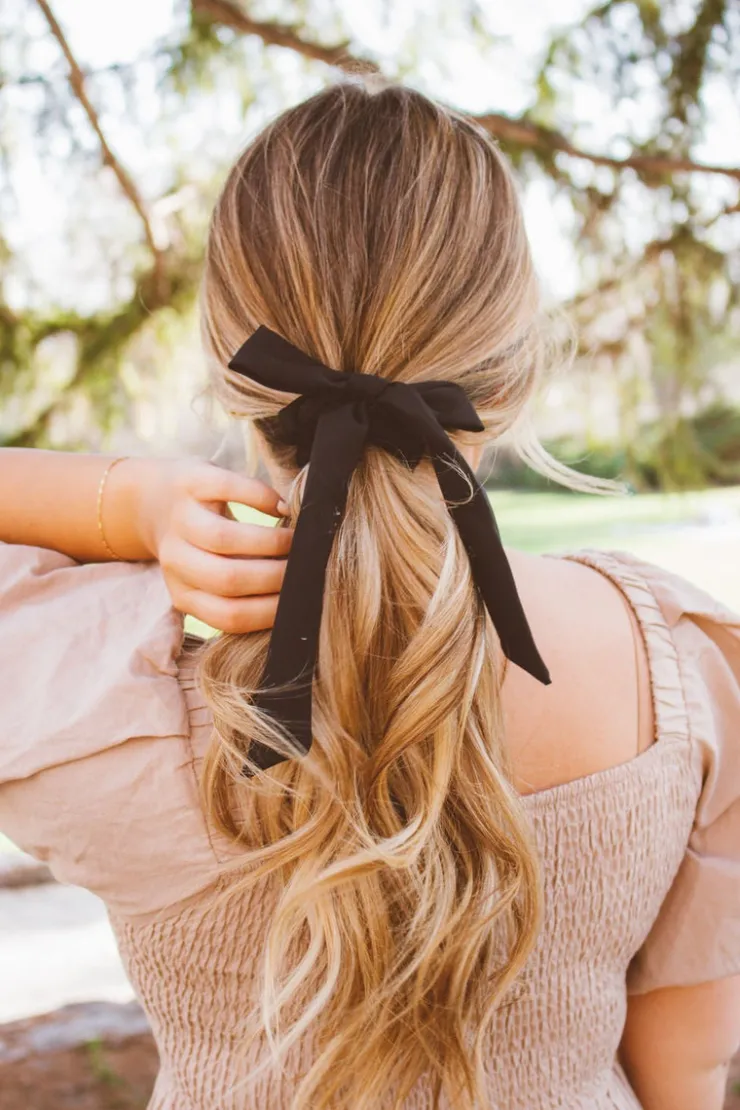 Andi Black Long Bow Scrunchie