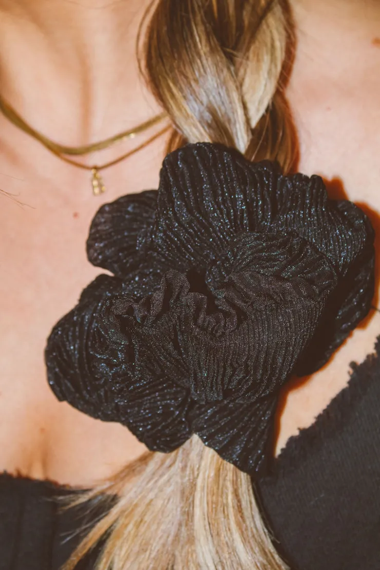 Andi Black Ruffle Jumbo Scrunchie