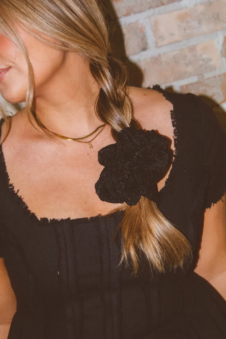 Andi Black Ruffle Jumbo Scrunchie