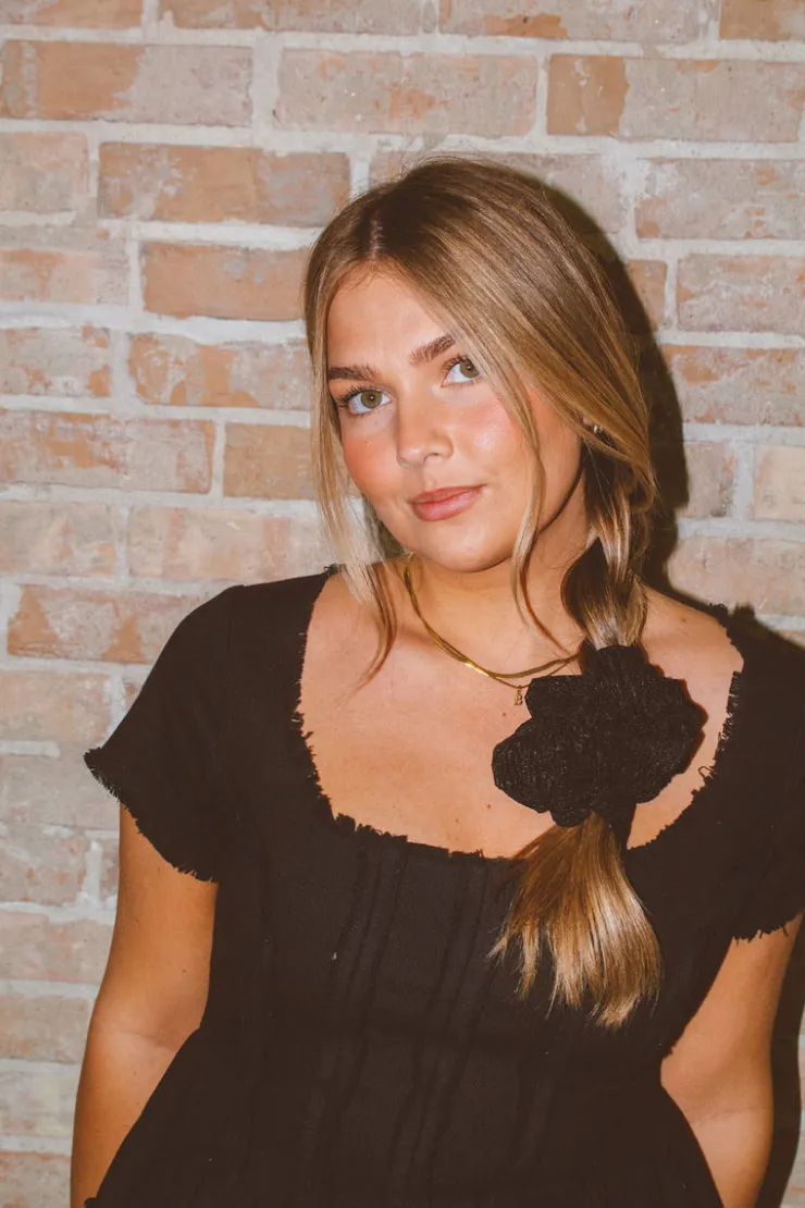 Andi Black Ruffle Jumbo Scrunchie