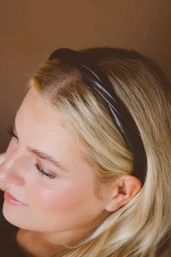 Andi Black Twisted Leather Hard Headband