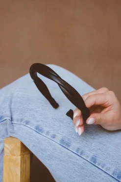 Andi Black Twisted Leather Hard Headband