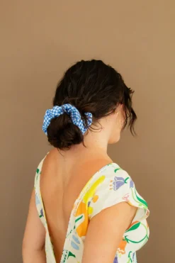 Andi Blue Checkered Jumbo Scrunchie