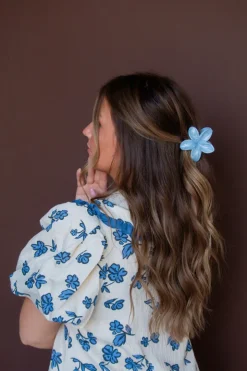 Andi Blue Marble Flower Claw Clip