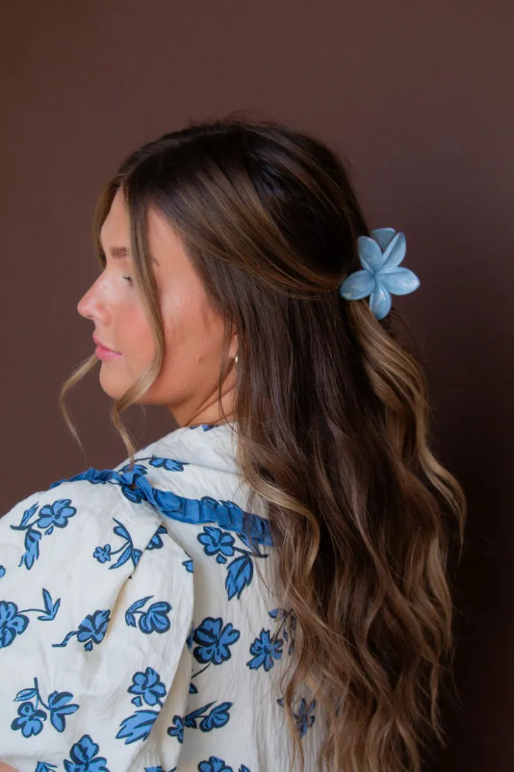 Andi Blue Marble Flower Claw Clip