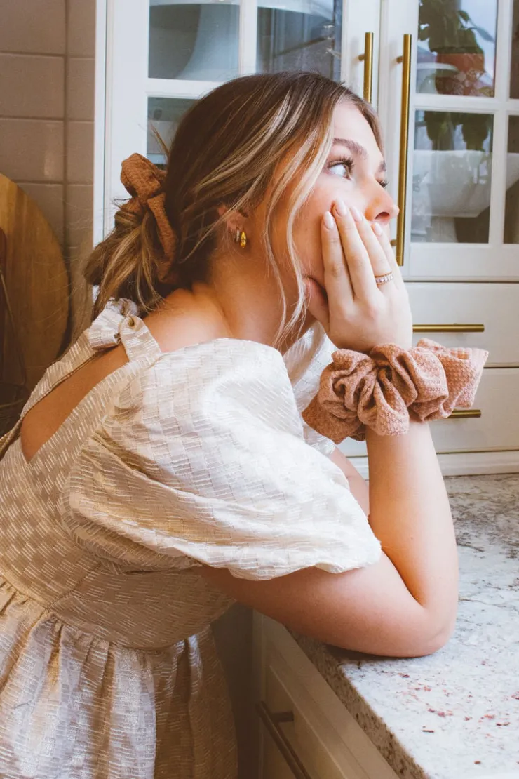 Andi Blush Waffle Knit Jumbo Scrunchie