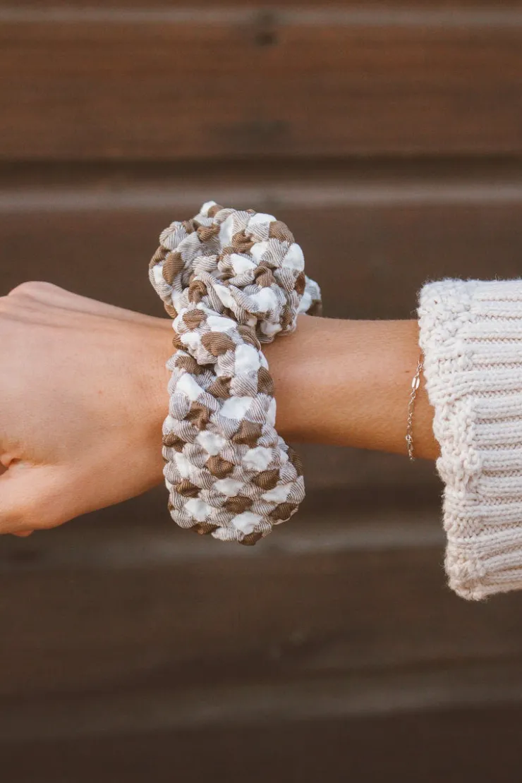 Andi Brown Checkered Oversized Scrunchie