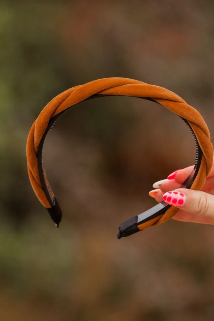 Andi Brown Velvet Braided Headband