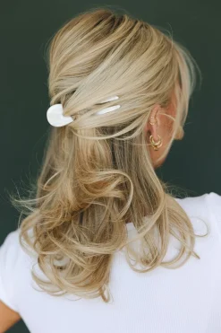 Andi Chunky White Marble U-Shaped Hair Fork