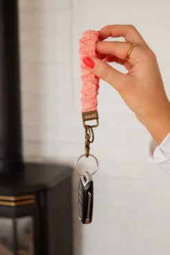 Andi Coral Gingham Keychain