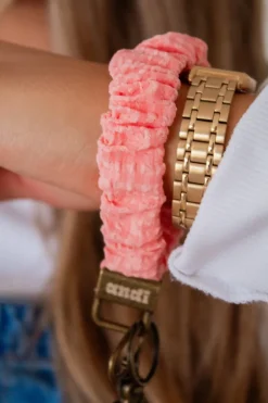 Andi Coral Gingham Keychain