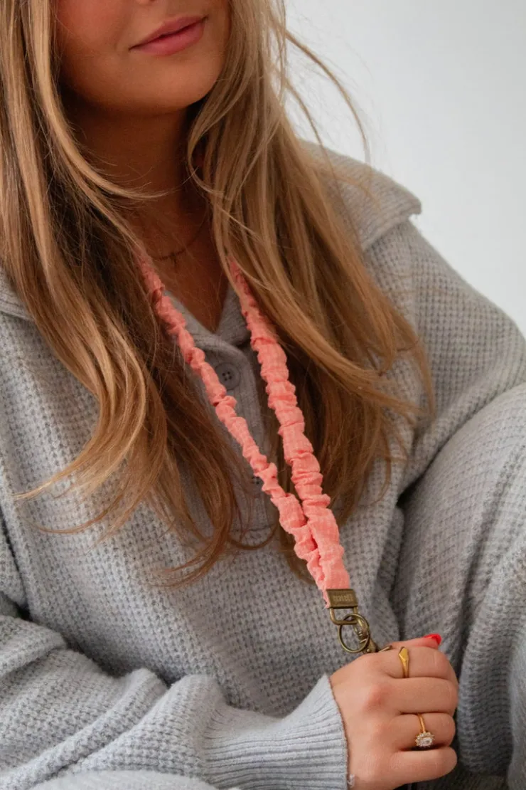 Andi Coral Gingham Lanyard