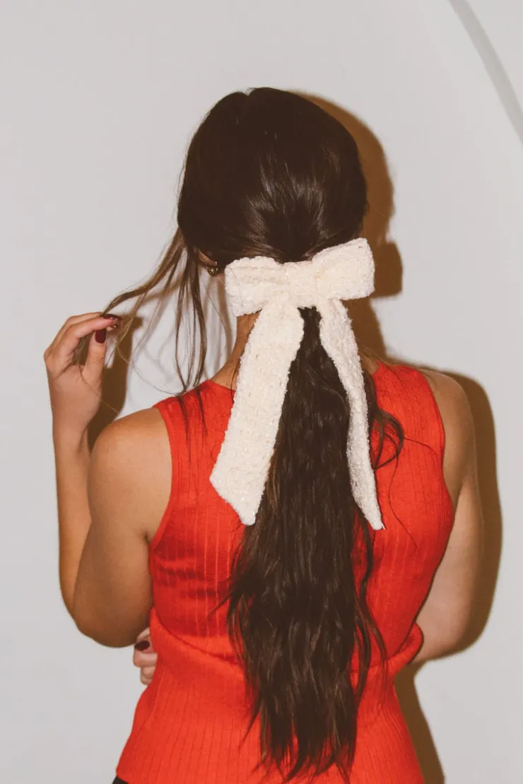 Andi Cream Tweed Bow