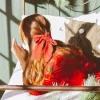 Andi Crimson Long Bow Scrunchie