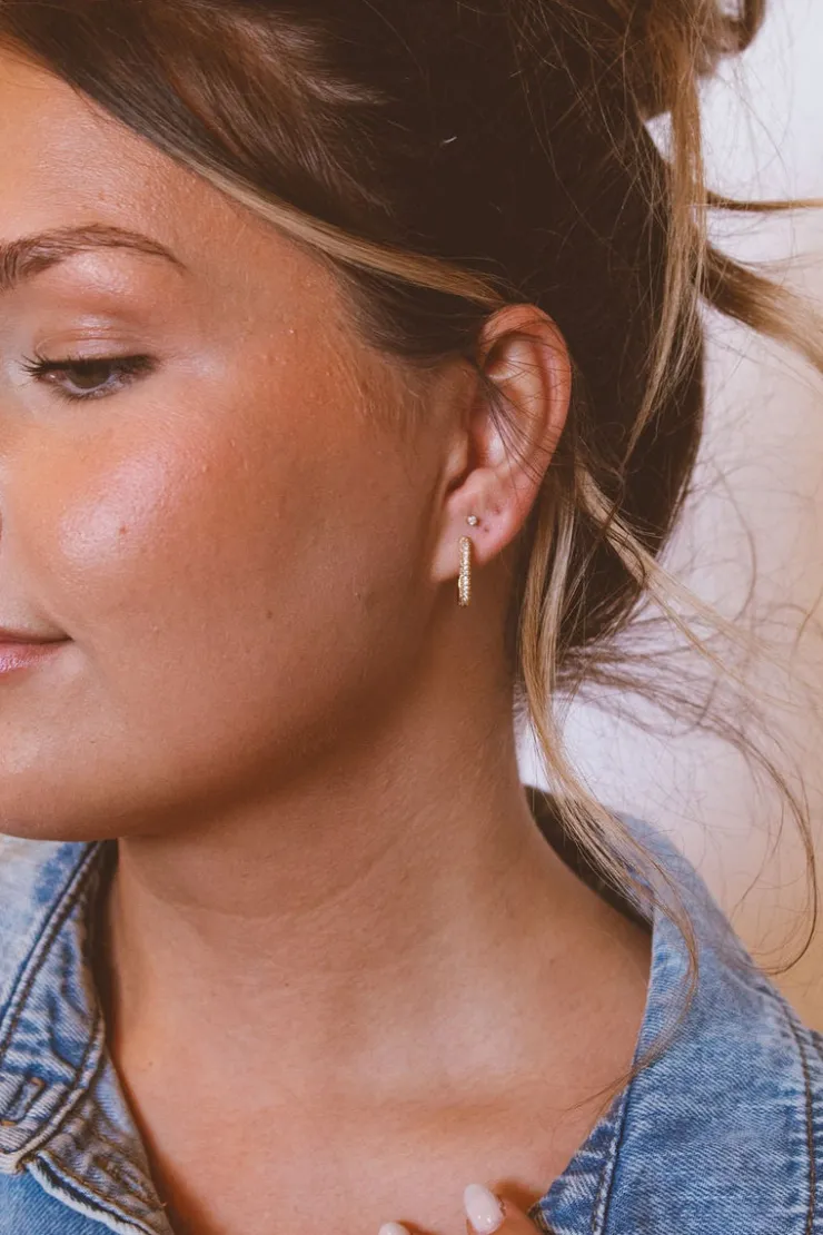 Andi Crystal Link Hoops - Hypoallergenic