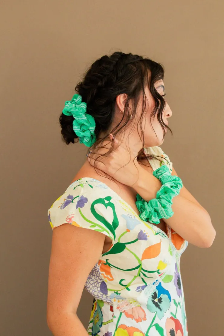 Andi Emerald Stripe Jumbo Scrunchie