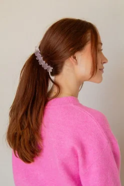 Andi Frosted Pink Flower Banana Clip