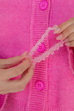 Andi Frosted Pink Flower Banana Clip