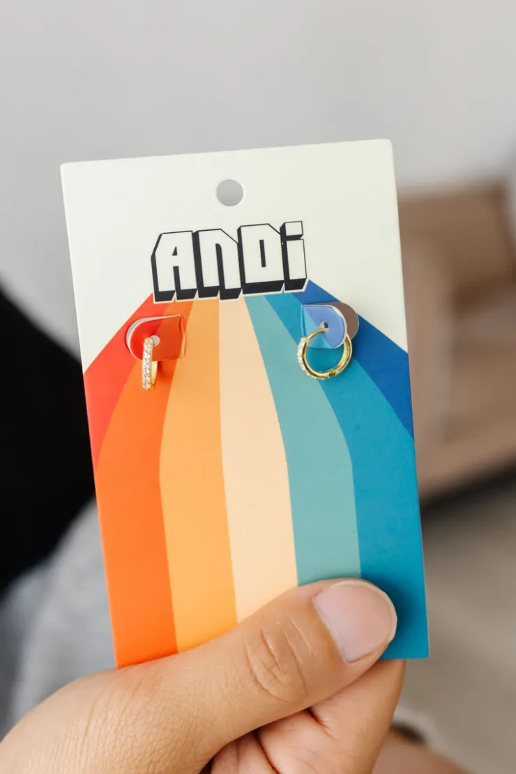 Andi Gold Crystal Hoops - Hypoallergenic