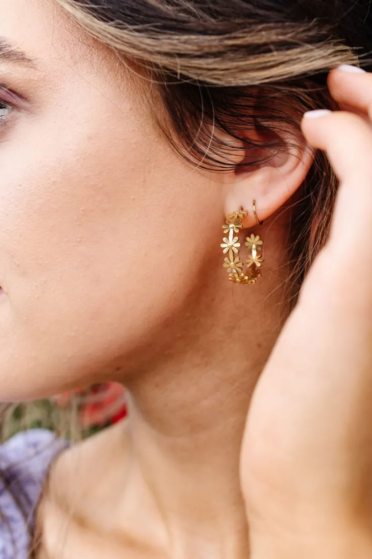 Andi Gold Daisy Hoops - Hypoallergenic
