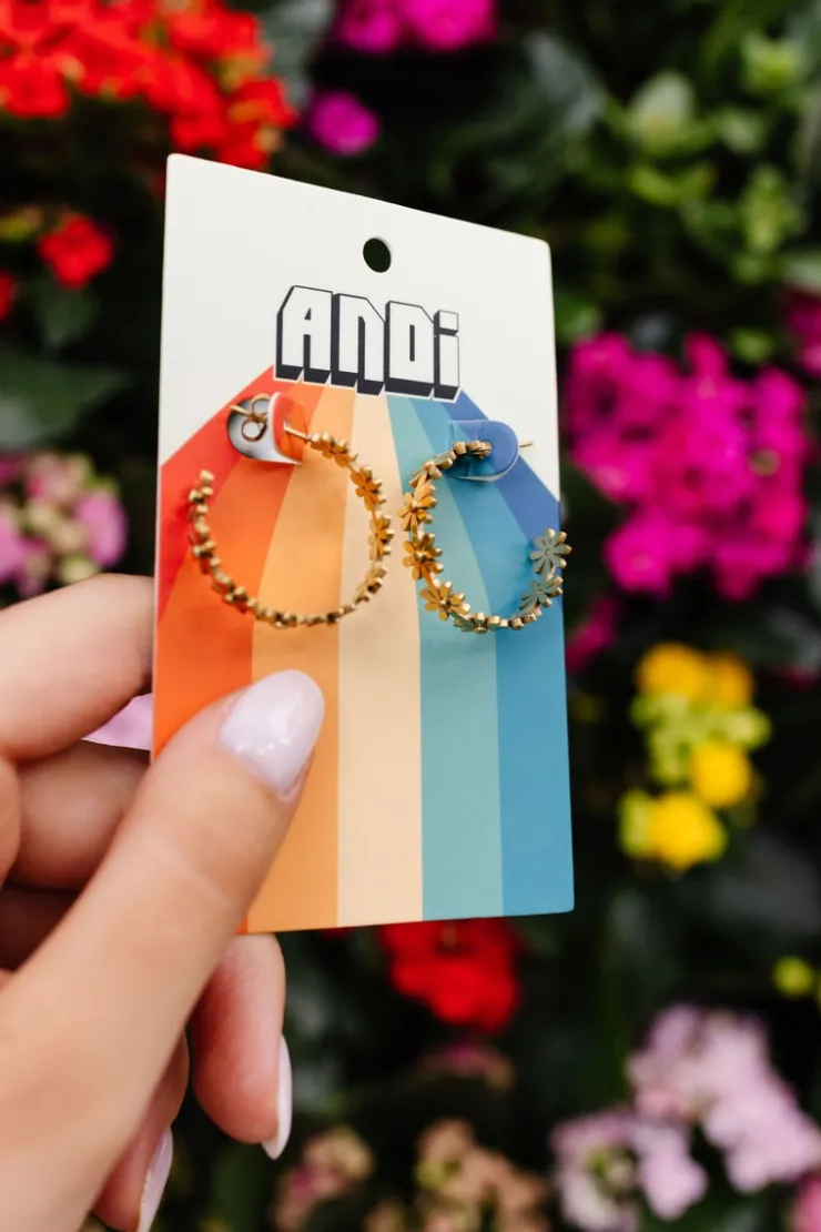 Andi Gold Daisy Hoops - Hypoallergenic