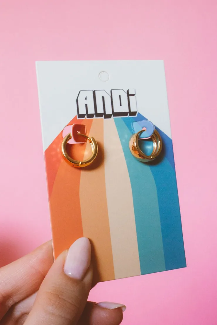 Andi Gold Hammered Hoops - Hypoallergenic