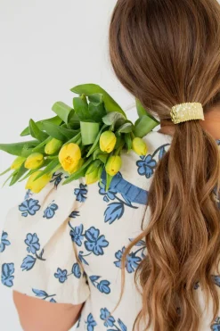 Andi Gold Ruffled Bar Ponytail Cuff