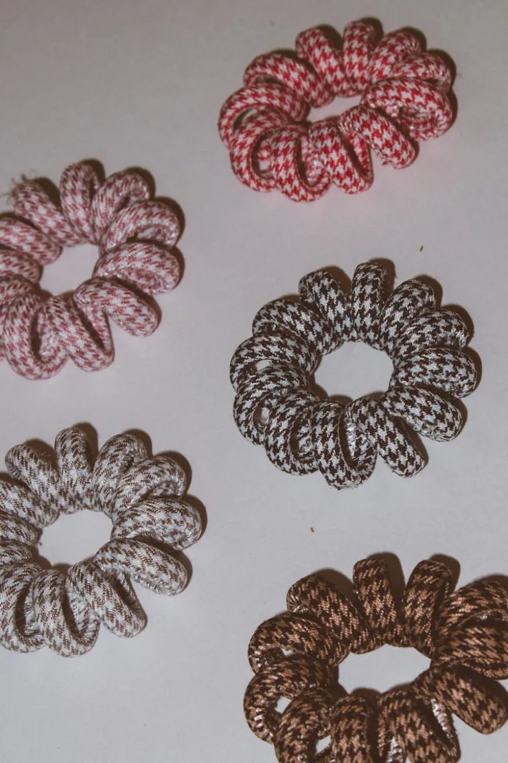 Andi Houndstooth Cord Scrunchies