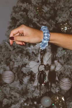 Andi Icy Blue Gingham Keychain