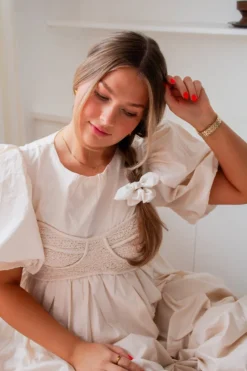 Andi Ivory Bow Scrunchie