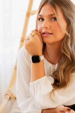 Andi Ivory Thin Weaved Adjustable Elastic Watch Band