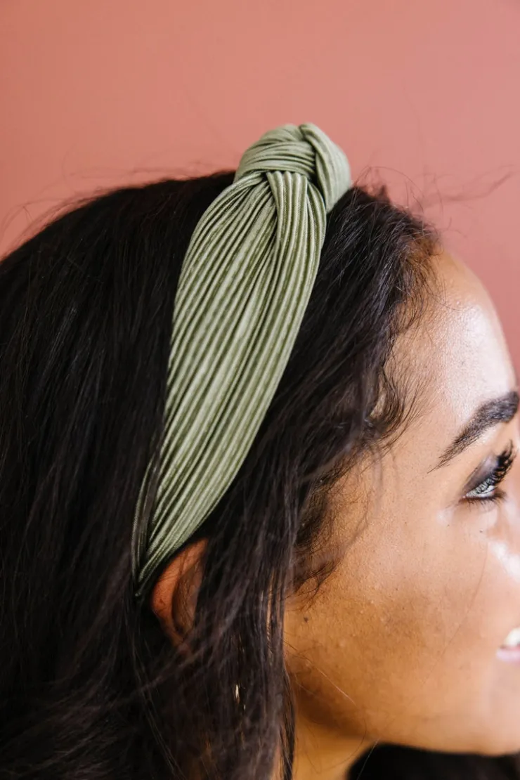 Andi Ivy Green Pleated Hard Headband