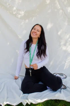 Andi Kelly Green Checkered Lanyard