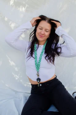 Andi Kelly Green Checkered Lanyard