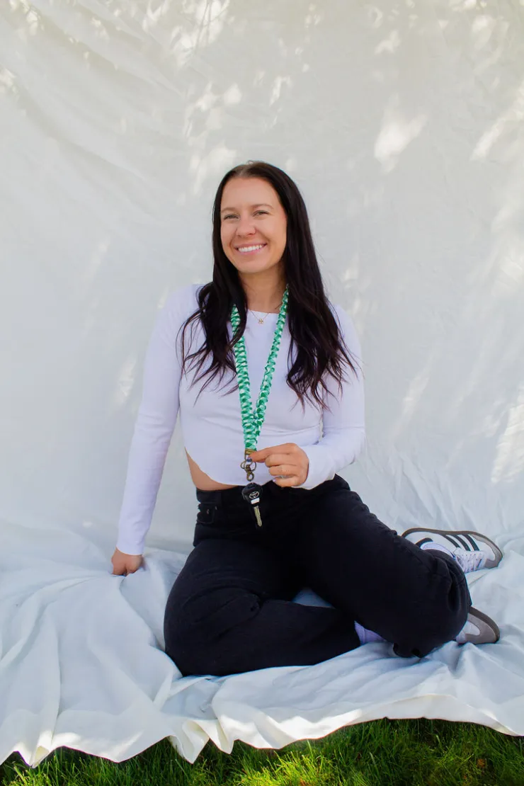 Andi Kelly Green Checkered Lanyard