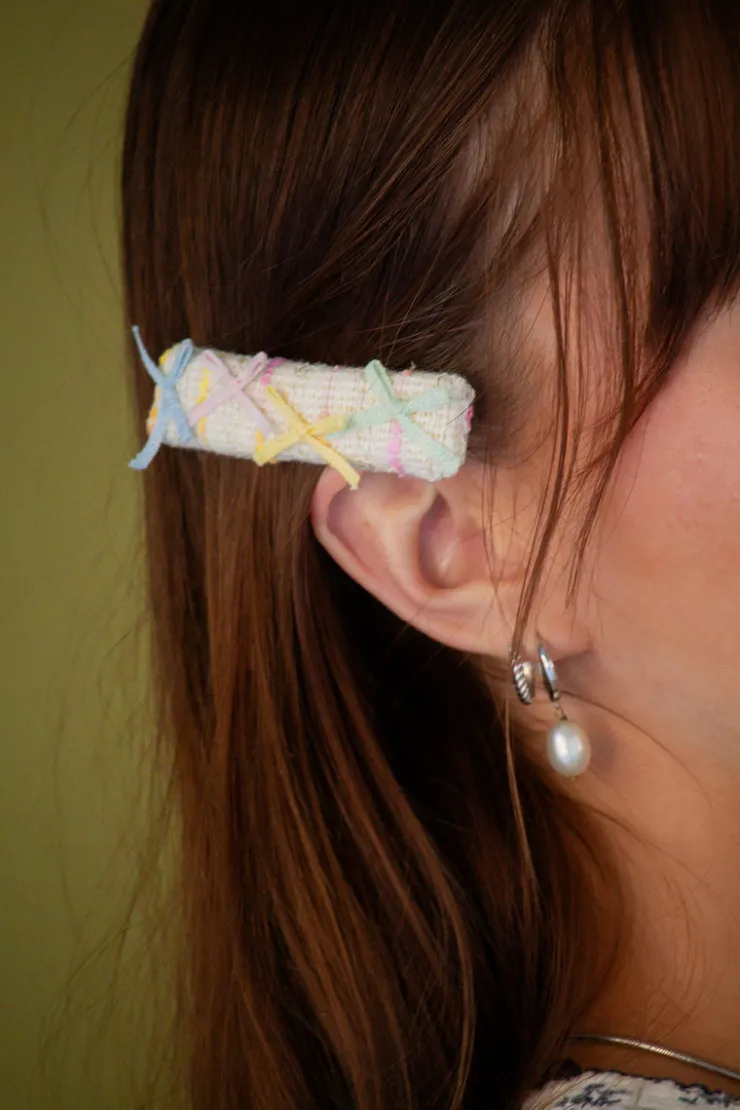 Andi Knit Rainbow Bows Snap Clip