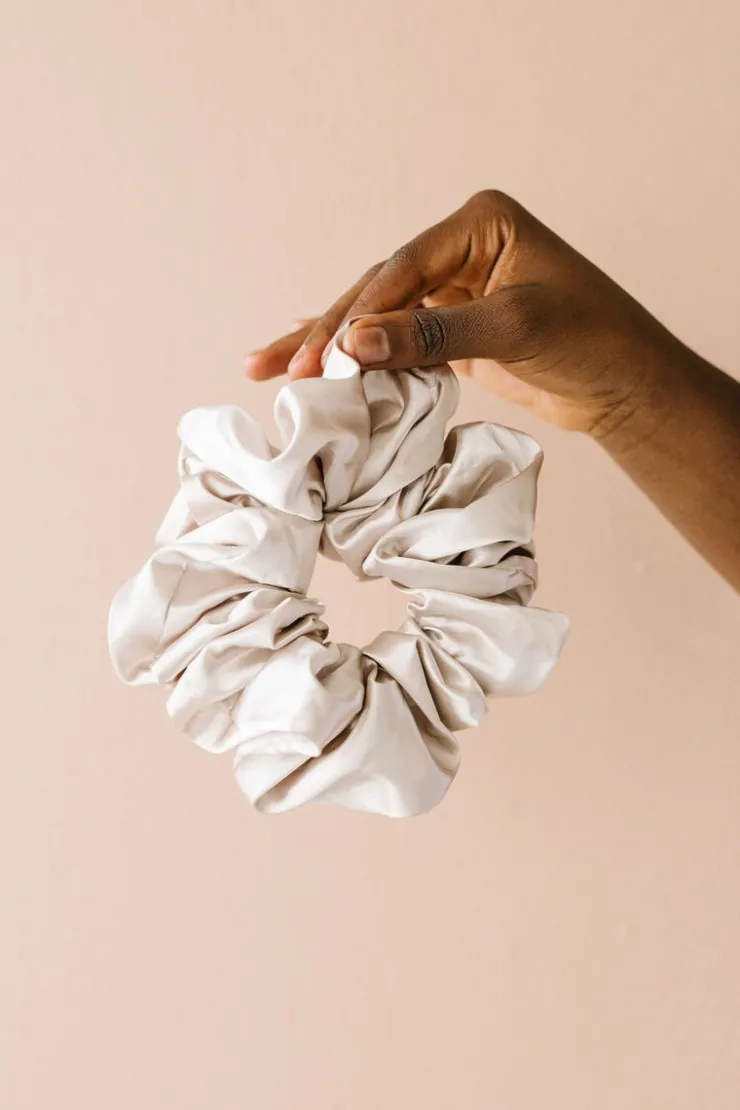 Andi Latte Satin Jumbo Scrunchie