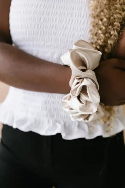 Andi Latte Satin Jumbo Scrunchie
