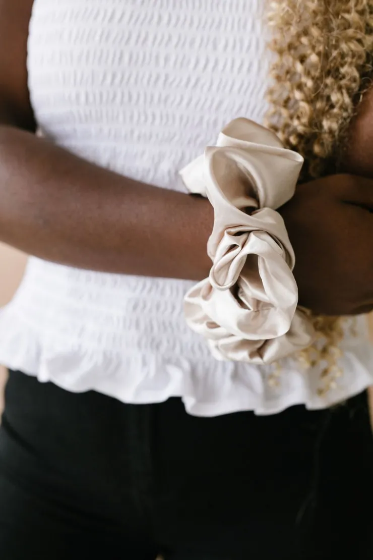 Andi Latte Satin Jumbo Scrunchie