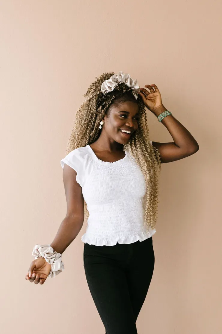 Andi Latte Satin Jumbo Scrunchie